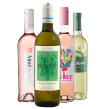 Witty vinho verde rosé, Aime by Aime roquesante rosé, Volunte pinot grigio of Pata Negra verdejo
